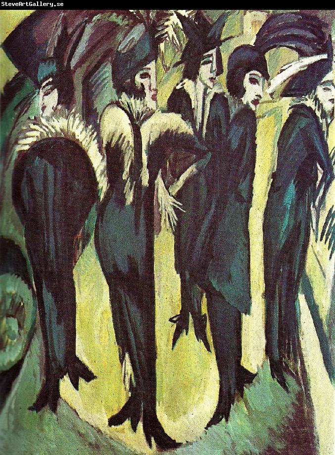 Ernst Ludwig Kirchner fem kvinnor pa gatan